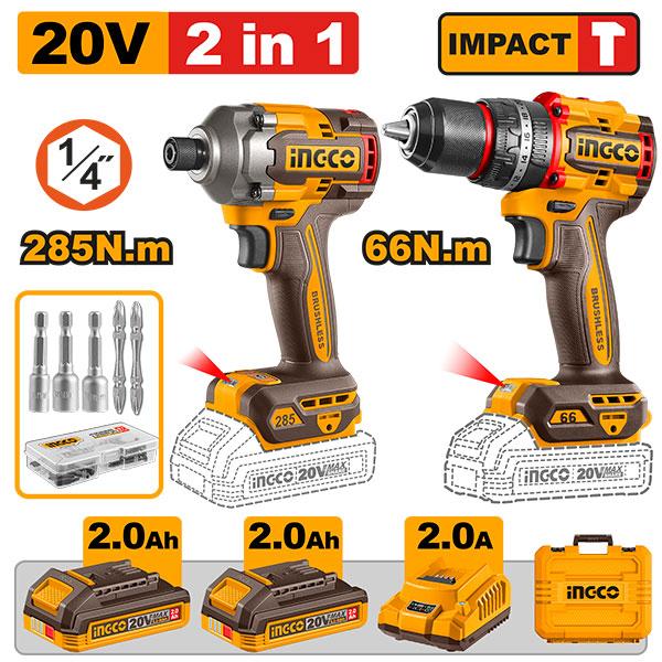 TALADRO PERCUTOR 1/2´´ + ATORNILLADOR 1/4´´ 20V UCKLI20277